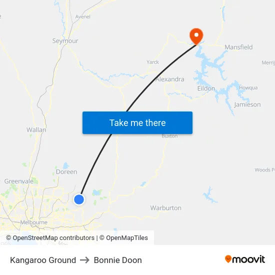 Kangaroo Ground to Bonnie Doon map