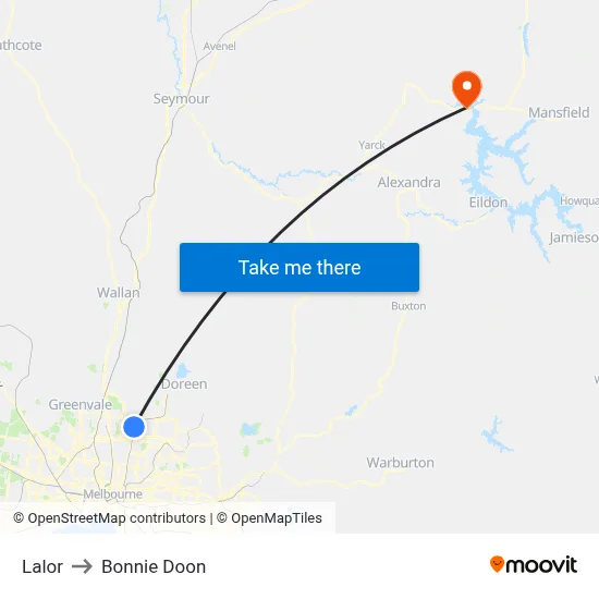 Lalor to Bonnie Doon map
