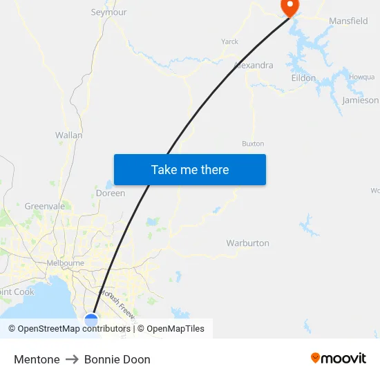 Mentone to Bonnie Doon map