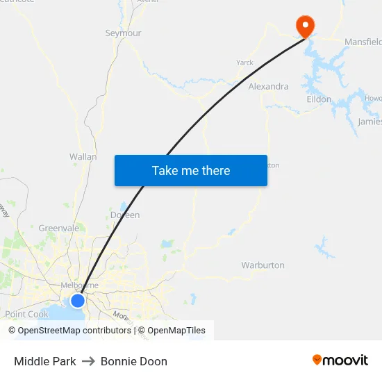 Middle Park to Bonnie Doon map