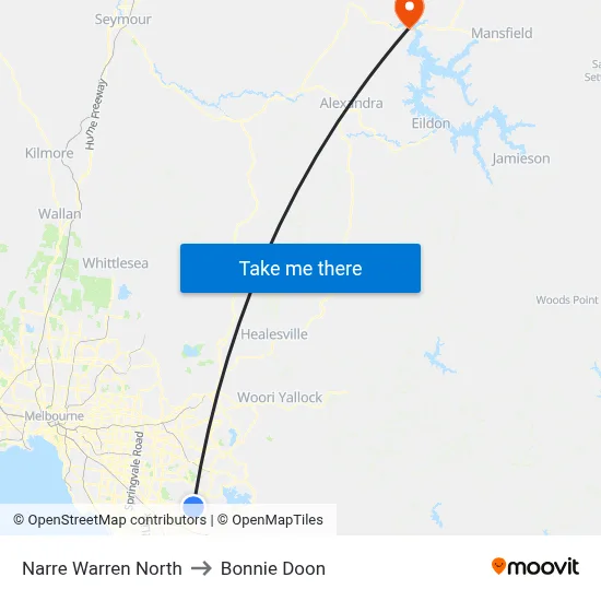 Narre Warren North to Bonnie Doon map
