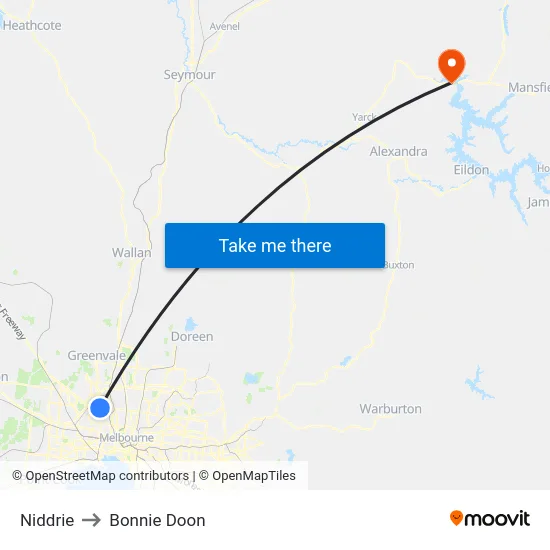 Niddrie to Bonnie Doon map