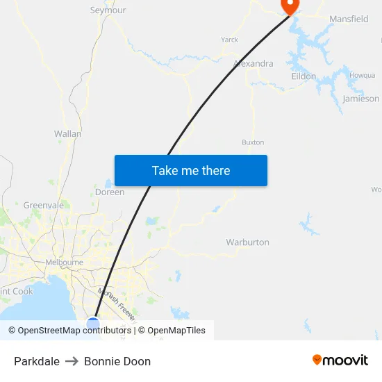 Parkdale to Bonnie Doon map