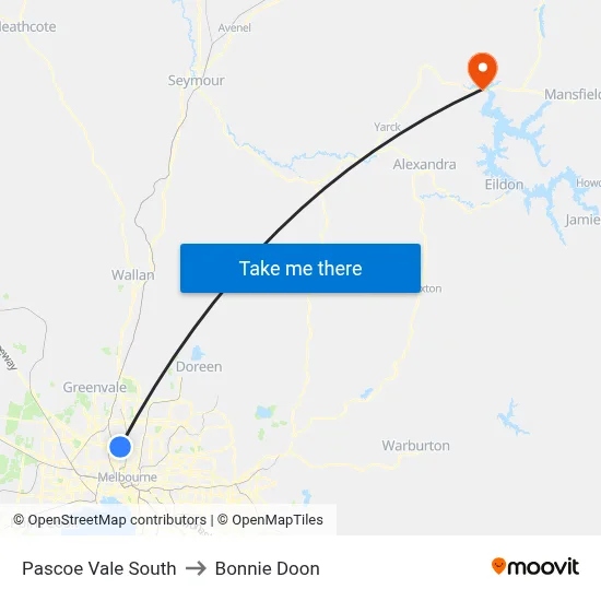 Pascoe Vale South to Bonnie Doon map