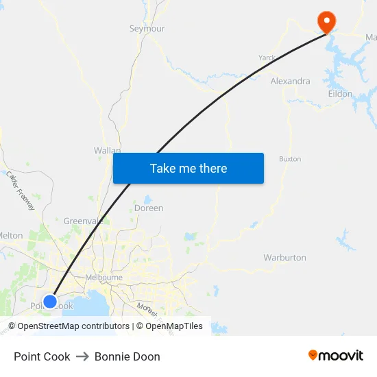 Point Cook to Bonnie Doon map