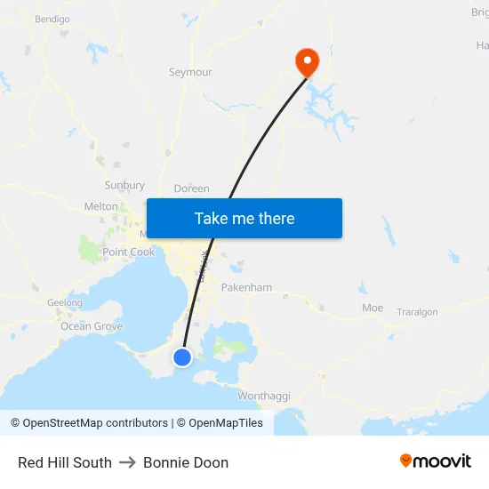 Red Hill South to Bonnie Doon map