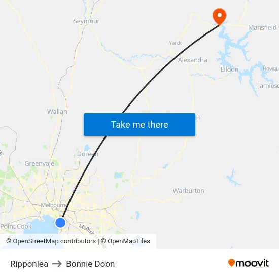 Ripponlea to Bonnie Doon map