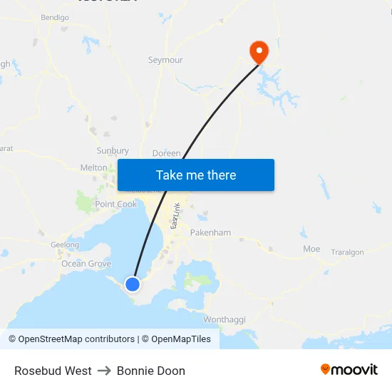 Rosebud West to Bonnie Doon map
