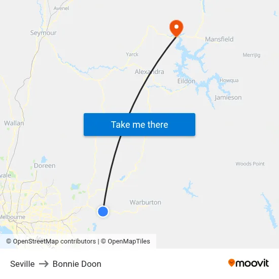 Seville to Bonnie Doon map