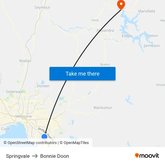 Springvale to Bonnie Doon map