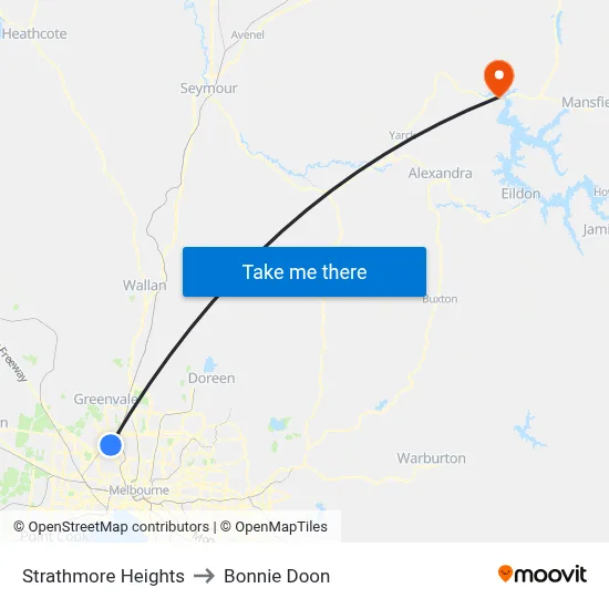 Strathmore Heights to Bonnie Doon map