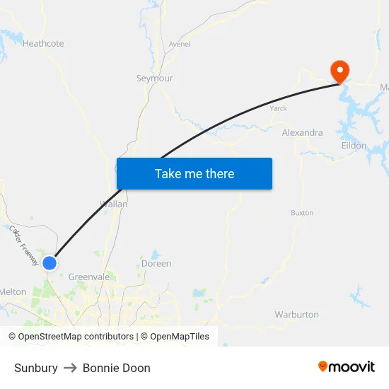 Sunbury to Bonnie Doon map