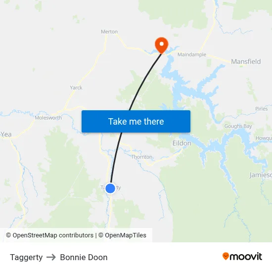 Taggerty to Bonnie Doon map