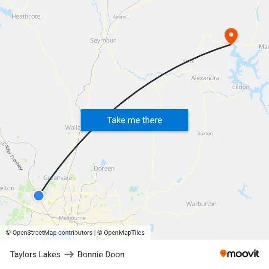 Taylors Lakes to Bonnie Doon map