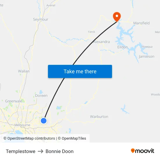 Templestowe to Bonnie Doon map