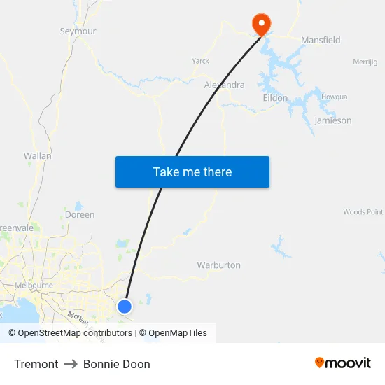 Tremont to Bonnie Doon map