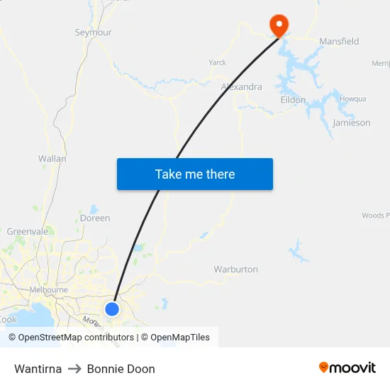 Wantirna to Bonnie Doon map
