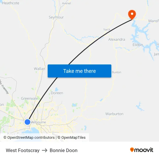 West Footscray to Bonnie Doon map
