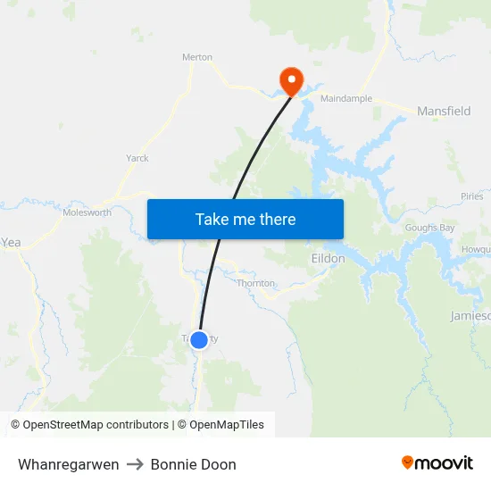 Whanregarwen to Bonnie Doon map