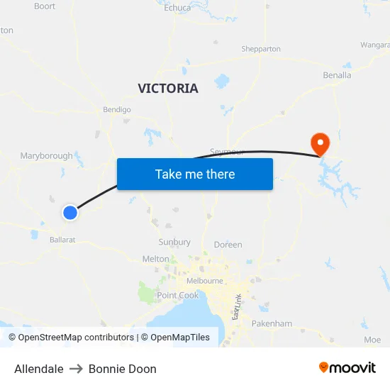 Allendale to Bonnie Doon map