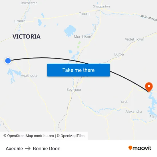 Axedale to Bonnie Doon map