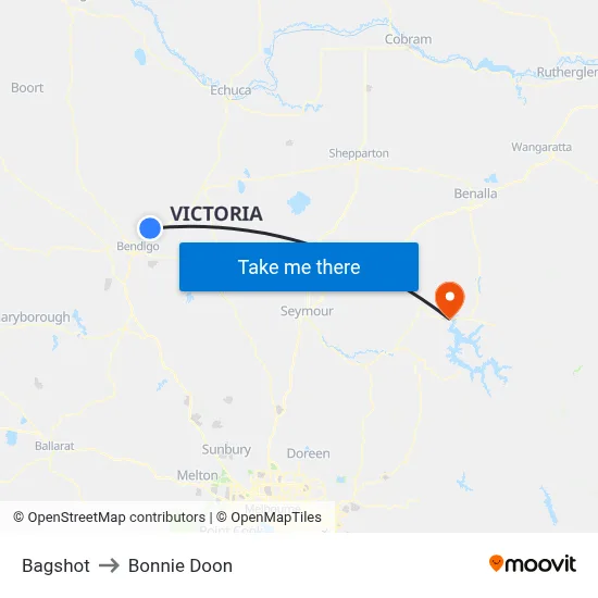 Bagshot to Bonnie Doon map