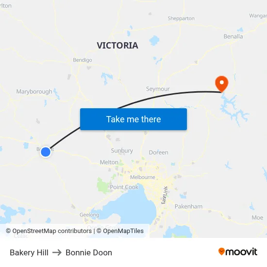 Bakery Hill to Bonnie Doon map