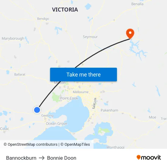 Bannockburn to Bonnie Doon map