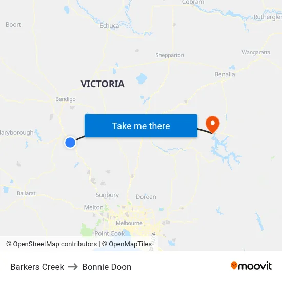 Barkers Creek to Bonnie Doon map