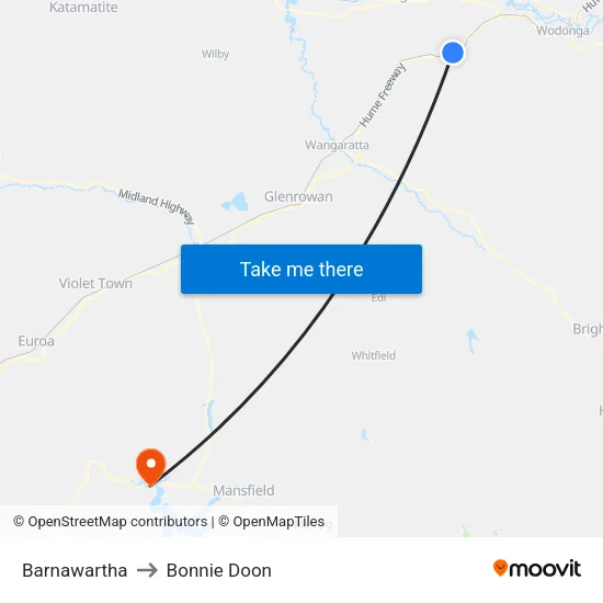 Barnawartha to Bonnie Doon map