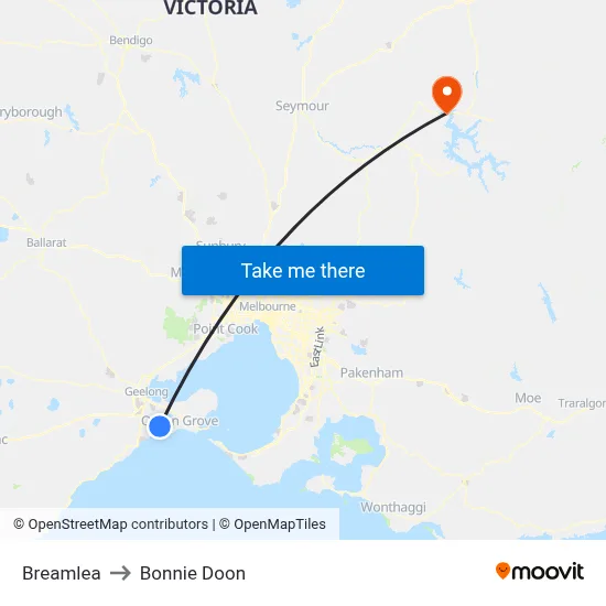 Breamlea to Bonnie Doon map
