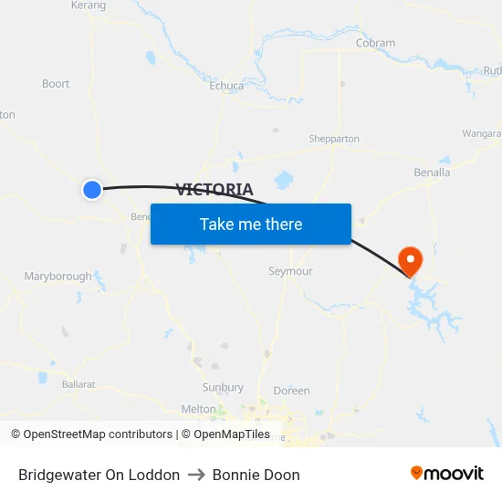 Bridgewater On Loddon to Bonnie Doon map