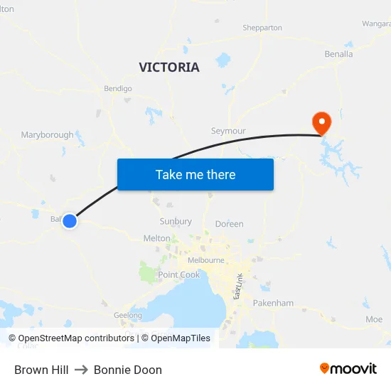 Brown Hill to Bonnie Doon map
