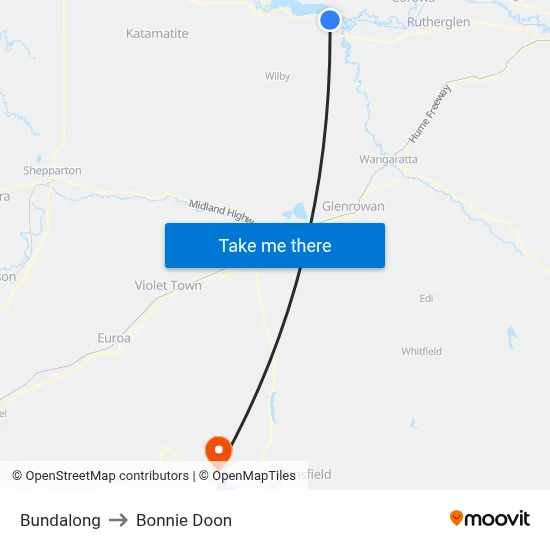 Bundalong to Bonnie Doon map