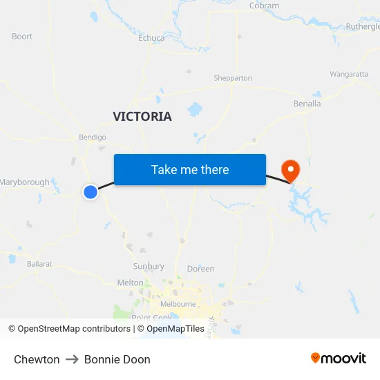 Chewton to Bonnie Doon map