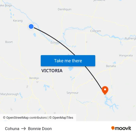 Cohuna to Bonnie Doon map