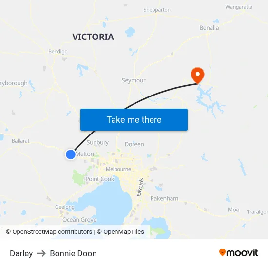 Darley to Bonnie Doon map