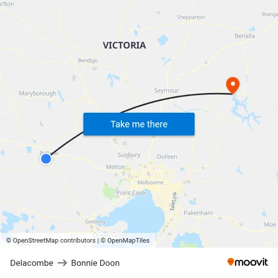 Delacombe to Bonnie Doon map