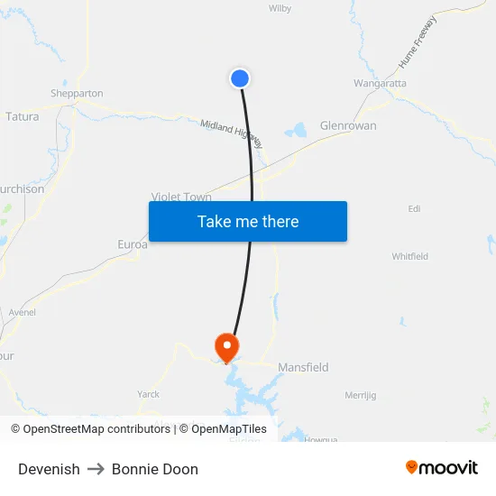 Devenish to Bonnie Doon map