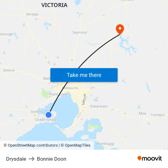 Drysdale to Bonnie Doon map