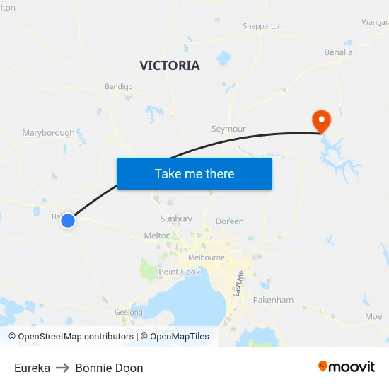 Eureka to Bonnie Doon map