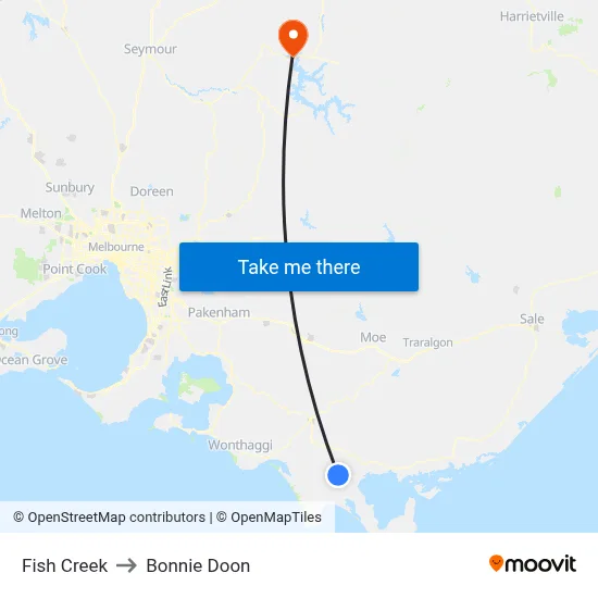 Fish Creek to Bonnie Doon map
