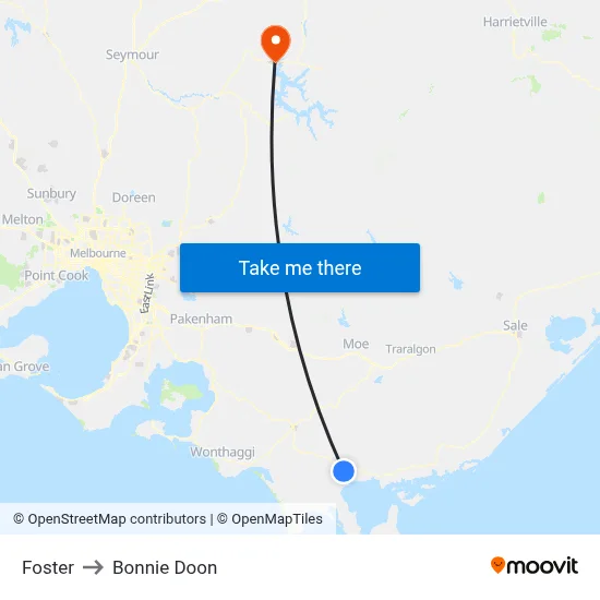Foster to Bonnie Doon map
