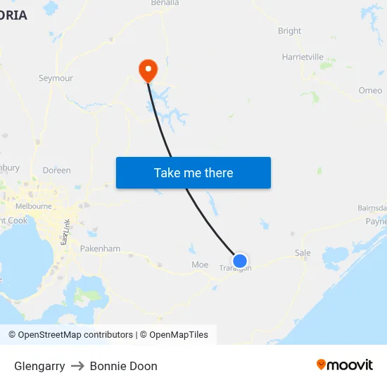 Glengarry to Bonnie Doon map