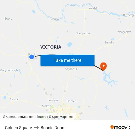Golden Square to Bonnie Doon map