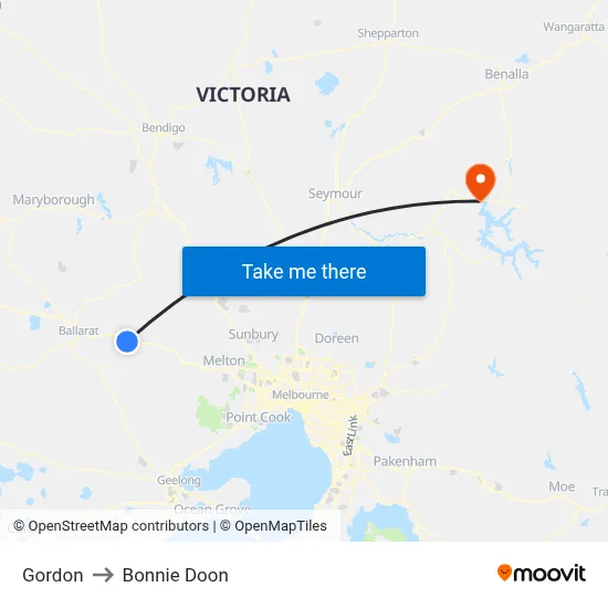 Gordon to Bonnie Doon map