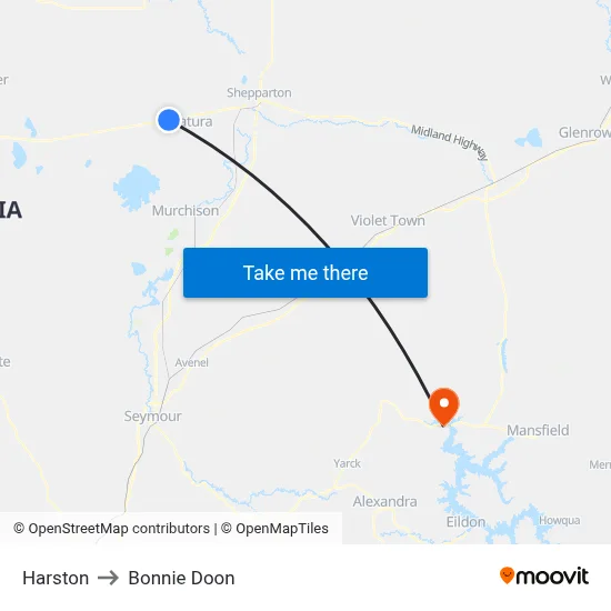 Harston to Bonnie Doon map
