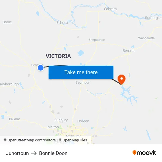 Junortoun to Bonnie Doon map