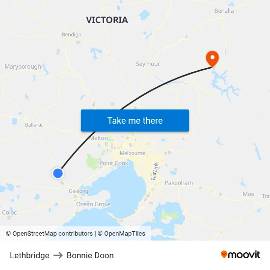 Lethbridge to Bonnie Doon map