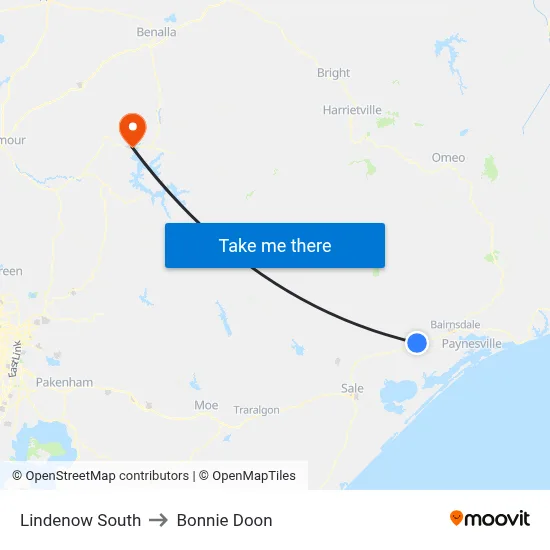 Lindenow South to Bonnie Doon map
